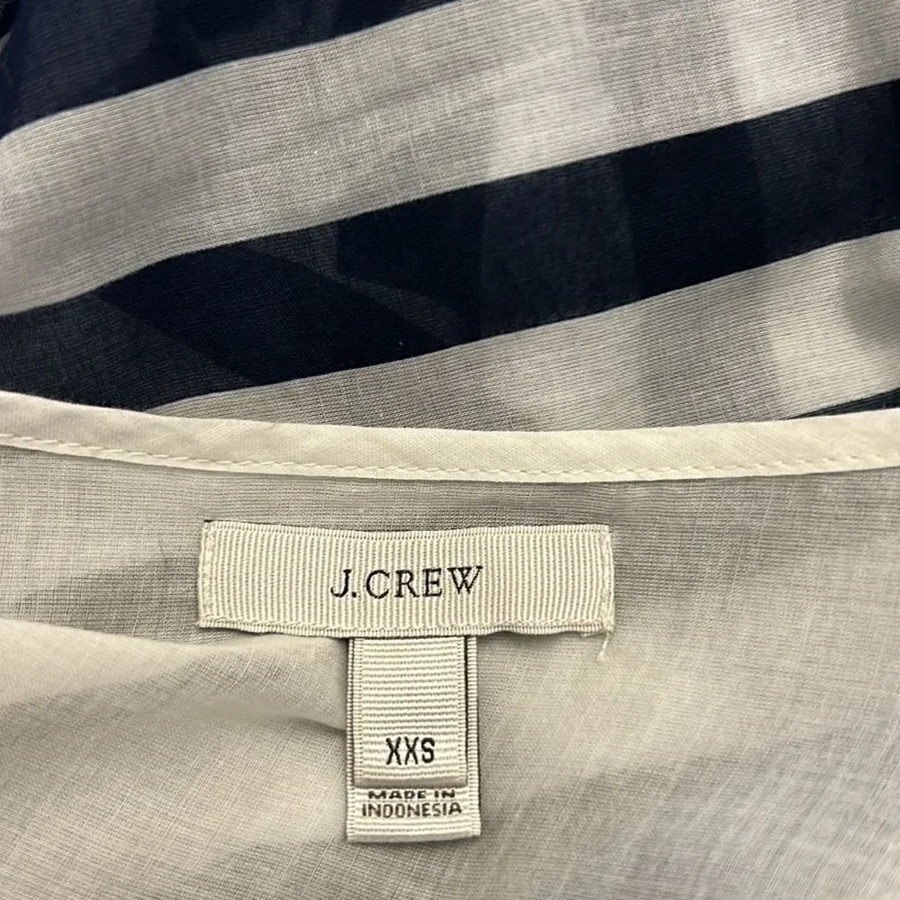J Crew navy white striped sheer cotton cover up Size XXS EUC
